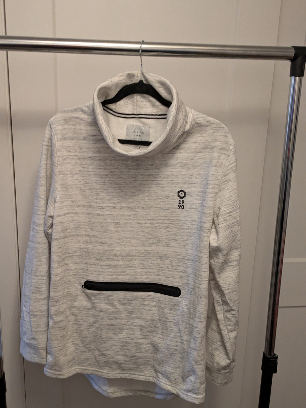 Jack and Jones Light Gray Turtleneck Funnel Sweater
